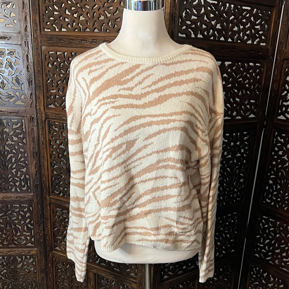 NWT Neutral Zebra Stripe Sweater
